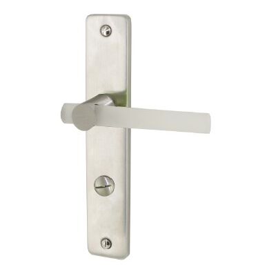 DT 2000 Light Mezza maniglia per porta su piastra in materiale acrilico, con chiavistello, colore: Acciaio opaco DT 2000 Light Mezza maniglia per porta su piastra in materiale acrilico, con chiavistello, colore: Acciaio opaco