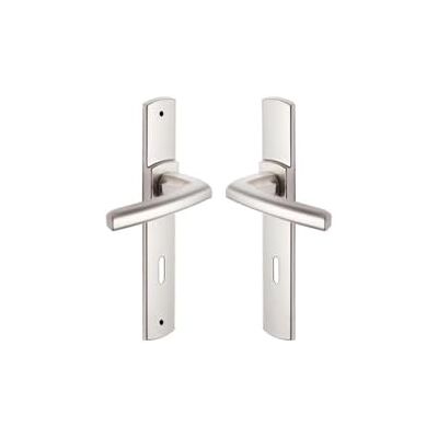 Vachette SCULT Set di maniglie per porta su piastra Versione chiave L per porta della camera e dell'ufficio, interasse 195 mm, materiale Zamak resistente, garanzia 10 anni, finitura platino Vachette SCULT Set di maniglie per porta su piastra Versione chiave L per porta della camera e dell'ufficio, interasse 195 mm, materiale Zamak resistente, garanzia 10 anni, finitura platino