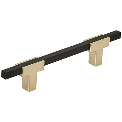 Amerock Urbanite Maniglia per cassetti, 96 mm, 96 mm, colore: oro spazzolato/nero opaco Amerock Urbanite Maniglia per cassetti, 96 mm, 96 mm, colore: oro spazzolato/nero opaco