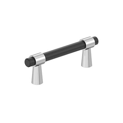Amerock Mergence Cabinet Pull, Nero Opaco/Cromo Lucido Amerock Mergence Cabinet Pull, Nero Opaco/Cromo Lucido