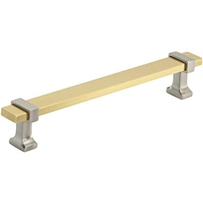 Amerock Maniglia per armadietto, in oro spazzolato/nichel satinato, 160 mm, da centro a centro, Overton, confezione da 1, maniglia per cassetti, accessori per armadietti Amerock Maniglia per armadietto, in oro spazzolato/nichel satinato, 160 mm, da centro a centro, Overton, confezione da 1, maniglia per cassetti, accessori per armadietti