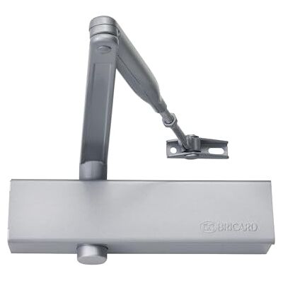 Bricard Chiudiporta idraulico forza 2-4 (80kg), braccio standard, CE, tagliafuoco, conforme alla norma EN 1154, argento Bricard Chiudiporta idraulico forza 2-4 (80kg), braccio standard, CE, tagliafuoco, conforme alla norma EN 1154, argento