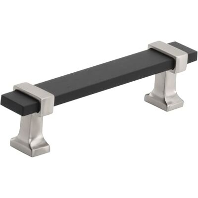 Amerock Maniglia per armadietto, nero opaco spazzolato, nichel satinato, 96 mm, da centro a centro, Overton, confezione da 1, maniglia per cassetti, accessori per armadietti Amerock Maniglia per armadietto, nero opaco spazzolato, nichel satinato, 96 mm, da centro a centro, Overton, confezione da 1, maniglia per cassetti, accessori per armadietti
