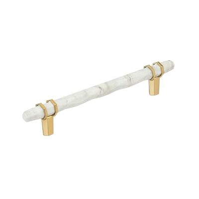 Amerock Carrione Maniglia per armadietto, 160 mm, in marmo bianco/champagne, 160 mm Amerock Carrione Maniglia per armadietto, 160 mm, in marmo bianco/champagne, 160 mm