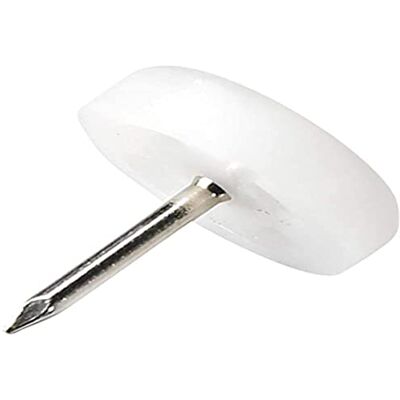 Adsamm ® 100 feltrini in plastica con chiodo, bianco, diametro 18 mm, rotondi, per mobili con chiodo, per mobili e pavimento Adsamm ® 100 feltrini in plastica con chiodo, bianco, diametro 18 mm, rotondi, per mobili con chiodo, per mobili e pavimento