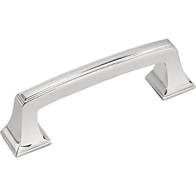 Amerock Mobiletto cromato lucido da 76 mm da centro a centro, Mulholland, confezione da 1 per cassetto e maniglia per cassetti Amerock Mobiletto cromato lucido da 76 mm da centro a centro, Mulholland, confezione da 1 per cassetto e maniglia per cassetti