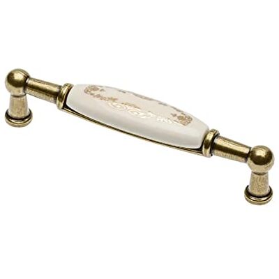 GTV Maniglia per mobili 728B, BA 96 mm, zama e porcellana, superficie: ottone anticato, motivo: ornamento GTV Maniglia per mobili 728B, BA 96 mm, zama e porcellana, superficie: ottone anticato, motivo: ornamento