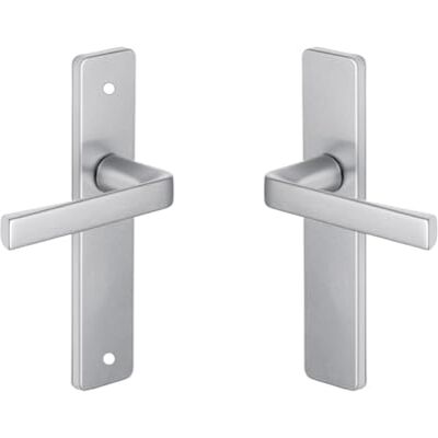 Vachette KAZA Set di maniglie per porta su piastra per porta della cucina, soggiorno, interasse 165 mm, materiale alluminio resistente, garanzia 10 anni, finitura argento Vachette KAZA Set di maniglie per porta su piastra per porta della cucina, soggiorno, interasse 165 mm, materiale alluminio resistente, garanzia 10 anni, finitura argento