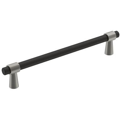 Amerock Maniglia per armadietto, nero opaco, nichel satinato, 160 mm, centro a centro, fusione, confezione da 1, maniglia per armadietto, ferramenta per armadietti Amerock Maniglia per armadietto, nero opaco, nichel satinato, 160 mm, centro a centro, fusione, confezione da 1, maniglia per armadietto, ferramenta per armadietti