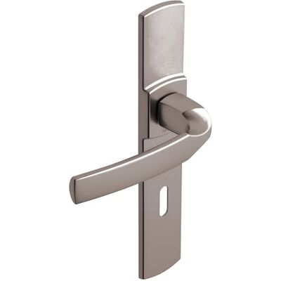 Vachette ARTIS Set di maniglie per porta su piastra per porta della camera e ufficio, interasse 195 mm, materiale Zamak resistente, garanzia 10 anni, finitura platino Vachette ARTIS Set di maniglie per porta su piastra per porta della camera e ufficio, interasse 195 mm, materiale Zamak resistente, garanzia 10 anni, finitura platino