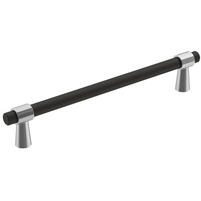 Amerock Maniglia per armadietto, cromo lucido/nero opaco, 160 mm, centro a centro, fusione, confezione da 1, maniglia per armadietto, hardware per armadietti Amerock Maniglia per armadietto, cromo lucido/nero opaco, 160 mm, centro a centro, fusione, confezione da 1, maniglia per armadietto, hardware per armadietti