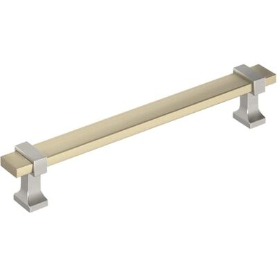 Amerock Overton Maniglia per armadietto, 160 mm, color champagne dorato/nichel satinato Amerock Overton Maniglia per armadietto, 160 mm, color champagne dorato/nichel satinato