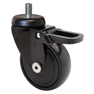 WAGNER Ruota girevole ultra-turnable 360° 3C ruota da trasporto/ruota per mobili nero, battistrada morbido, con vite di fissaggio 10 x 16 mm, diametro Ø 75 mm, freno, portata 75 kg WAGNER Ruota girevole ultra-turnable 360° 3C ruota da trasporto/ruota per mobili nero, battistrada morbido, con vite di fissaggio 10 x 16 mm, diametro Ø 75 mm, freno, portata 75 kg
