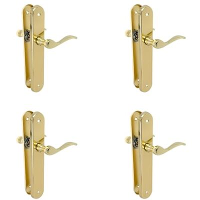 Amig Set di 4 maniglie per porte Manovella funzionale ed ergonomica Piastra ovale in acciaio e maniglia in zama Ottonato Verniciato Senza foro 237 x 40 x 55 mm Amig Set di 4 maniglie per porte Manovella funzionale ed ergonomica Piastra ovale in acciaio e maniglia in zama Ottonato Verniciato Senza foro 237 x 40 x 55 mm