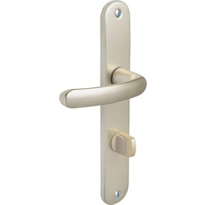 Vachette Set di maniglie per porta su piastra grande, versione a condanna porte WC/SDB, interasse 195 mm, sistema di posa facile, in alluminio resistente, finitura champagne, garanzia 2 anni Vachette Set di maniglie per porta su piastra grande, versione a condanna porte WC/SDB, interasse 195 mm, sistema di posa facile, in alluminio resistente, finitura champagne, garanzia 2 anni