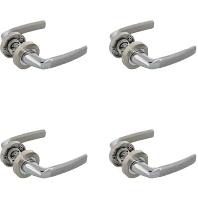 Amig – Confezione da 4 maniglie per porta con rosetta in zama per porte – Modello HISA – Ø 52 mm – perno quadrato 8 mm – Design elegante e semplice – Alluminio nichelato spazzolato Amig – Confezione da 4 maniglie per porta con rosetta in zama per porte – Modello HISA – Ø 52 mm – perno quadrato 8 mm – Design elegante e semplice – Alluminio nichelato spazzolato