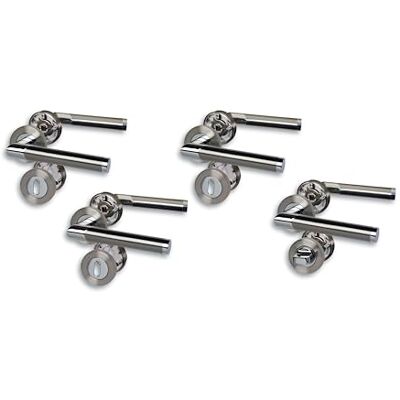 Alpertec Set di 4 raccordi per porta, cromato/acciaio inox satinato, per 3 ante con fori colorati e 1 porta del bagno, rosetta a vite Ø 52 mm, maniglia della porta, maniglia della porta Alpertec Set di 4 raccordi per porta, cromato/acciaio inox satinato, per 3 ante con fori colorati e 1 porta del bagno, rosetta a vite Ø 52 mm, maniglia della porta, maniglia della porta