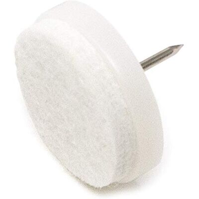 Adsamm ® / 16 x feltrini con chiodo / bianchi / Ø 28 mm / tondi / scivoli in plastica con chiodo e base in feltro / piedini protettivi per mobili ® Quality Adsamm ® / 16 x feltrini con chiodo / bianchi / Ø 28 mm / tondi / scivoli in plastica con chiodo e base in feltro / piedini protettivi per mobili ® Quality