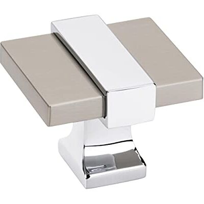 Amerock Pomello per armadietto, nichel satinato/cromo lucido, lunghezza 35 mm, Overton, confezione da 1, pomello per cassetti, hardware per armadietti Amerock Pomello per armadietto, nichel satinato/cromo lucido, lunghezza 35 mm, Overton, confezione da 1, pomello per cassetti, hardware per armadietti