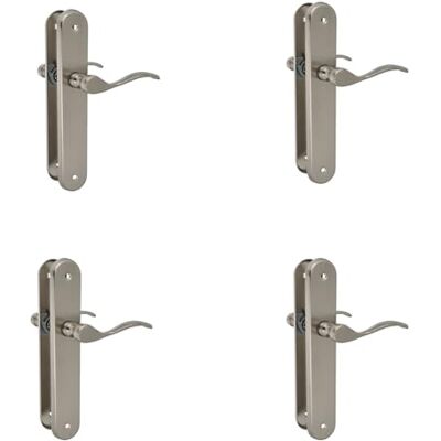 Amig Confezione da 4 set di maniglie per porte Manovella funzionale ed ergonomica Piastra ovale in acciaio e maniglia in zama Argento opaco Senza foro 237 x 40 x 55 mm Amig Confezione da 4 set di maniglie per porte Manovella funzionale ed ergonomica Piastra ovale in acciaio e maniglia in zama Argento opaco Senza foro 237 x 40 x 55 mm