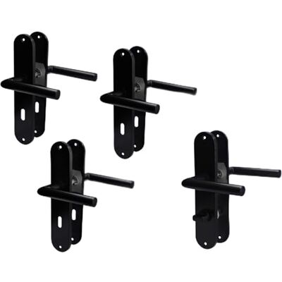 Alpertec Set di 4 accessori per la ristrutturazione, in acciaio inox nero, per 3 ante con fori colorati e 1 porta del bagno, maniglia della porta, maniglia della porta Alpertec Set di 4 accessori per la ristrutturazione, in acciaio inox nero, per 3 ante con fori colorati e 1 porta del bagno, maniglia della porta, maniglia della porta