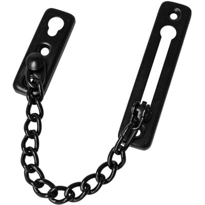 Amig Catena di sicurezza per porte, in acciaio inox 8/8 nero, catena 70 mm x 3 mm, chiavistello interno per porte apribili e scorrevoli, con viti Amig Catena di sicurezza per porte, in acciaio inox 8/8 nero, catena 70 mm x 3 mm, chiavistello interno per porte apribili e scorrevoli, con viti