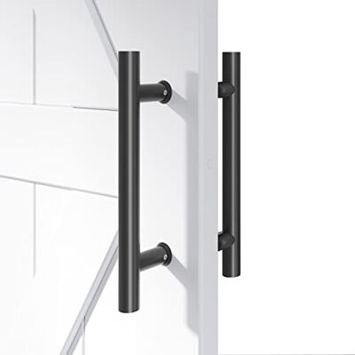 EaseLife Set di maniglie per porta a forma di H, in acciaio inossidabile 304, superficie nera smerigliata, rotonda, per porte in vetro e porte in legno EaseLife Set di maniglie per porta a forma di H, in acciaio inossidabile 304, superficie nera smerigliata, rotonda, per porte in vetro e porte in legno