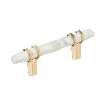 Amerock Carrione Maniglia per armadietto, 76 mm, in marmo bianco/champagne Amerock Carrione Maniglia per armadietto, 76 mm, in marmo bianco/champagne