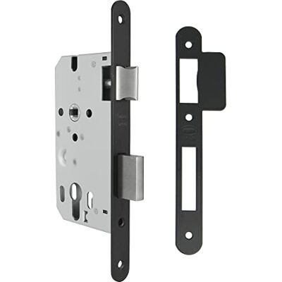Amig Serratura da incasso per porte in legno Con frontale e supporto a bordo tondo Entrata 50 mm Serratura reversibile Acciaio Nero opaco 230 mm Amig Serratura da incasso per porte in legno Con frontale e supporto a bordo tondo Entrata 50 mm Serratura reversibile Acciaio Nero opaco 230 mm