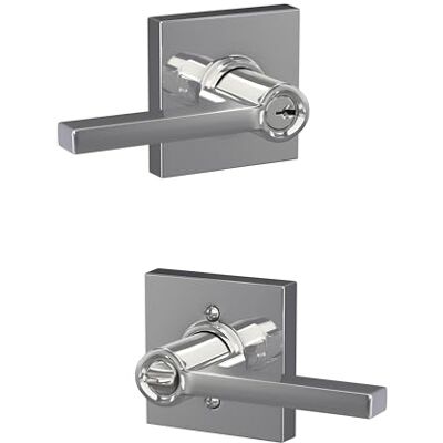 SCHLAGE Leva Latitude con serratura Collins Trim con chiave, cromata brillante (F51A LAT 625 COL) SCHLAGE Leva Latitude con serratura Collins Trim con chiave, cromata brillante (F51A LAT 625 COL)