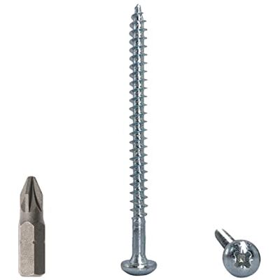 Marcopol Confezione da 100 viti per legno DIN 7981 in acciaio zincato 5,0 x 70 mm, viti per truciolare con testa cilindrica, vite universale Pozi-Drive, (100, 5 x 70 mm) argento Marcopol Confezione da 100 viti per legno DIN 7981 in acciaio zincato 5,0 x 70 mm, viti per truciolare con testa cilindrica, vite universale Pozi-Drive, (100, 5 x 70 mm) argento