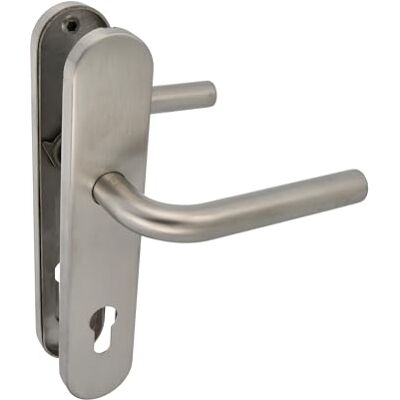 Amig Set di maniglie con placca per porta Maniglia con bocchetta Mod. Acciaio inossidabile 18/8 230 x 45 mm Quadro di 8 mm Argento opaco Amig Set di maniglie con placca per porta Maniglia con bocchetta Mod. Acciaio inossidabile 18/8 230 x 45 mm Quadro di 8 mm Argento opaco