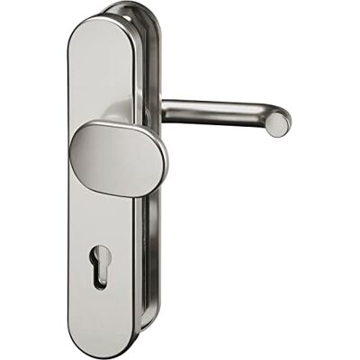 GRUNDMANN FH 1752 Maniglia per porta su piastra lunga PZ 88, forma a U e pomello per porta ÖNORM, acciaio inossidabile opaco, argento GRUNDMANN FH 1752 Maniglia per porta su piastra lunga PZ 88, forma a U e pomello per porta ÖNORM, acciaio inossidabile opaco, argento