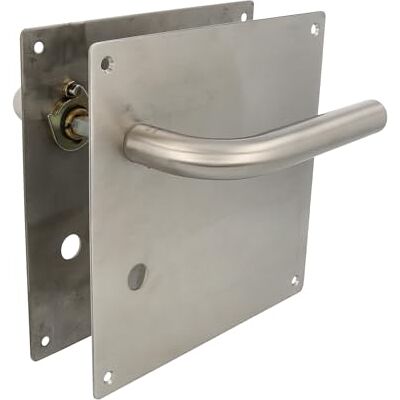 Amig Set di maniglie con placca per porta Maniglia con foro per pomello a 47mm Mod. 47 Acciaio inossidabile 18/8 180 x 180 mm Quadro di 8 mm Argento opaco Amig Set di maniglie con placca per porta Maniglia con foro per pomello a 47mm Mod. 47 Acciaio inossidabile 18/8 180 x 180 mm Quadro di 8 mm Argento opaco