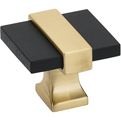 Amerock Pomello per armadietto, nero opaco spazzolato, oro spazzolato, lunghezza 35 mm, Overton, confezione da 1, pomello per cassetti, hardware per armadietti Amerock Pomello per armadietto, nero opaco spazzolato, oro spazzolato, lunghezza 35 mm, Overton, confezione da 1, pomello per cassetti, hardware per armadietti
