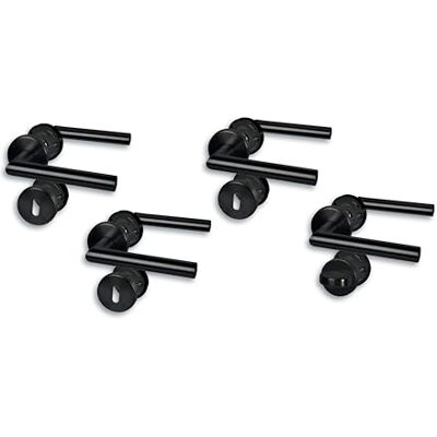 Alpertec Set di 4 raccordi per porte in acciaio inox nero per 3 ante con fori colorati e 1 porta del bagno, cliprosette Ø 52 mm, maniglia della porta, maniglia della porta Alpertec Set di 4 raccordi per porte in acciaio inox nero per 3 ante con fori colorati e 1 porta del bagno, cliprosette Ø 52 mm, maniglia della porta, maniglia della porta