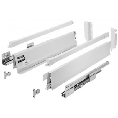 GTV Modern Box Pro guide per cassetti I L = 400 mm H = 135 mm I Bianco I Cassetto con chiusura silenziosa I Sincronizzazione del percorso delle guide I Carico fino a 40 kg I GTV Modern Box Pro guide per cassetti I L = 400 mm H = 135 mm I Bianco I Cassetto con chiusura silenziosa I Sincronizzazione del percorso delle guide I Carico fino a 40 kg I