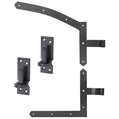 Alberts GAH- Assortimento di ferramenta per cancelli singoli ad arco per cancelli con apertura a sinistra o a destra rivestito in plastica nera Alberts GAH- Assortimento di ferramenta per cancelli singoli ad arco per cancelli con apertura a sinistra o a destra rivestito in plastica nera