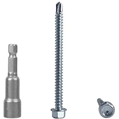 Marcopol Confezione da 60 pezzi DIN 7504 K in acciaio zincato 5,5 x 70 mm, viti autoforanti in lamiera di metallo, testa a rondella esagonale, autofilettante (60, 5,5 x 70 mm) Marcopol Confezione da 60 pezzi DIN 7504 K in acciaio zincato 5,5 x 70 mm, viti autoforanti in lamiera di metallo, testa a rondella esagonale, autofilettante (60, 5,5 x 70 mm)