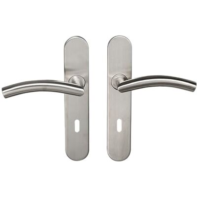 Bricard Set di maniglie in acciaio INOX su piastra Tempo Classic Camera, porta interna a chiave Bricard Set di maniglie in acciaio INOX su piastra Tempo Classic Camera, porta interna a chiave