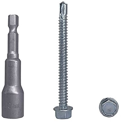 Marcopol Confezione da 100 pezzi DIN 7504 K in acciaio zincato 6,3 x 70 mm, viti autoforanti in lamiera di metallo, testa a rondella esagonale, autofilettante (100, 6,3 x 70 mm) Marcopol Confezione da 100 pezzi DIN 7504 K in acciaio zincato 6,3 x 70 mm, viti autoforanti in lamiera di metallo, testa a rondella esagonale, autofilettante (100, 6,3 x 70 mm)