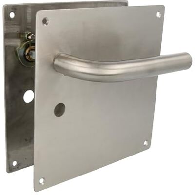 Amig Set di maniglie con placca per porta Maniglia con foro per pomello a 47mm Mod. 47 Acciaio inossidabile 18/8 180 x 180 mm Quadro di 8 mm Argento opaco Amig Set di maniglie con placca per porta Maniglia con foro per pomello a 47mm Mod. 47 Acciaio inossidabile 18/8 180 x 180 mm Quadro di 8 mm Argento opaco