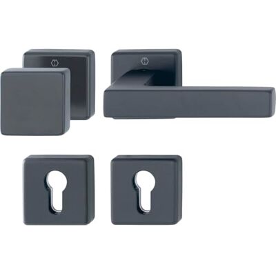 HOPPE Austin Maniglia per porta + pomello + rosetta PZ ÖNORM, in alluminio nero opaco HOPPE Austin Maniglia per porta + pomello + rosetta PZ ÖNORM, in alluminio nero opaco
