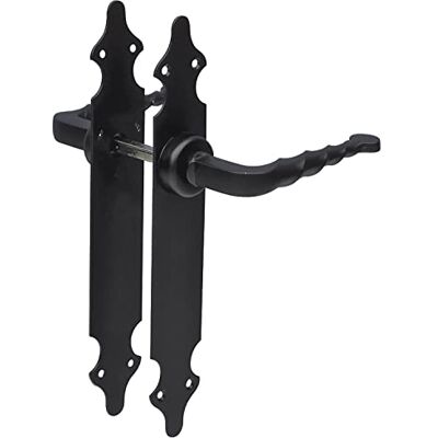 Amig Set di 2 Maniglie per Porte da Passaggio Mod.101P 280 x 45 x 3,5 mm Quadro da 8 mm Stile Forgiato In Zama con Finitura Nera Amig Set di 2 Maniglie per Porte da Passaggio Mod.101P 280 x 45 x 3,5 mm Quadro da 8 mm Stile Forgiato In Zama con Finitura Nera