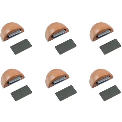 Amig Confezione da 6 fermaporte magnetici Adesivi per porte interne 48 x 25 mm Finitura in legno di faggio Fissaggio a pavimento Facile installazione Amig Confezione da 6 fermaporte magnetici Adesivi per porte interne 48 x 25 mm Finitura in legno di faggio Fissaggio a pavimento Facile installazione