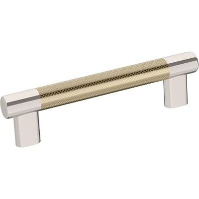 Amerock Maniglia per armadietto, nichel lucido/champagne dorato, 128 mm da centro a centro, Esquire, confezione da 1, maniglia per cassetto, ferramenta per armadietti Amerock Maniglia per armadietto, nichel lucido/champagne dorato, 128 mm da centro a centro, Esquire, confezione da 1, maniglia per cassetto, ferramenta per armadietti