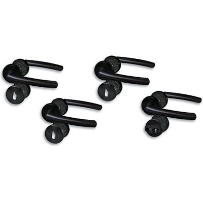 Alpertec Set di 4 raccordi per porte II, in acciaio inox nero, per 3 ante con fori colorati e 1 porta del bagno, cliprosette Ø 52 mm, maniglia della porta, maniglia della porta Alpertec Set di 4 raccordi per porte II, in acciaio inox nero, per 3 ante con fori colorati e 1 porta del bagno, cliprosette Ø 52 mm, maniglia della porta, maniglia della porta