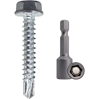 Marcopol Confezione da 500 pezzi, DIN 7504 K in acciaio zincato 4,2 x 25 mm, viti autoforanti in lamiera di metallo, testa a rondella esagonale, autofilettante (500, 4,2 x 25 mm) Marcopol Confezione da 500 pezzi, DIN 7504 K in acciaio zincato 4,2 x 25 mm, viti autoforanti in lamiera di metallo, testa a rondella esagonale, autofilettante (500, 4,2 x 25 mm)