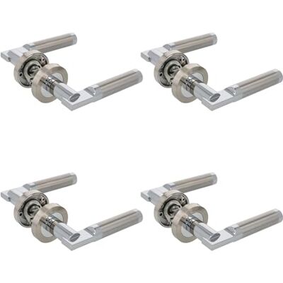 Amig – Confezione da 4 maniglie per porta con rosetta – Modello – Ø 52 mm – perno quadrato 8 mm – manico dal design elegante e semplice – Alluminio nichelato spazzolato Amig – Confezione da 4 maniglie per porta con rosetta – Modello – Ø 52 mm – perno quadrato 8 mm – manico dal design elegante e semplice – Alluminio nichelato spazzolato