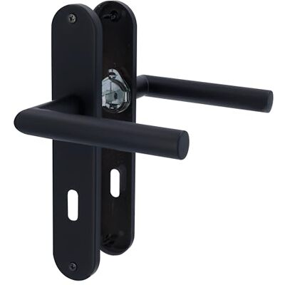 Alpertec Set di 3 accessori per porta in acciaio inox nero per 3 ante con foro per barba, maniglia della porta, maniglia della porta Alpertec Set di 3 accessori per porta in acciaio inox nero per 3 ante con foro per barba, maniglia della porta, maniglia della porta